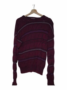 Vintage 80s Christian Dior Monsieur Striped Wool Sweater Crewneck Size Medium